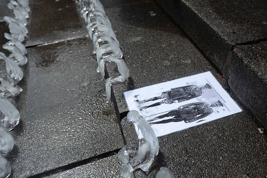 5000 человечков из льда, Неле Азеведо, Nele Azevedo, 5000 скульптур людей из льда, скульптуры из льда жертвы Первой мировой войны