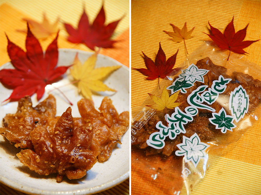 Fried Maple Leaves, Жаренные кленовые листья, японцы едят листья, жаренные листья Япония