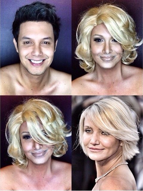 при помощи макияжа в голливудских женщин, парень макияж превращается в женщин Голливуда, Паоло Бальестерос, Paolo Ballesteros