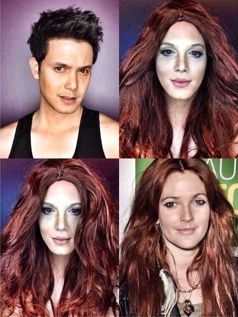 при помощи макияжа в голливудских женщин, парень макияж превращается в женщин Голливуда, Паоло Бальестерос, Paolo Ballesteros