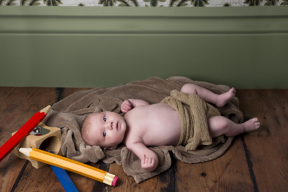 Милые, малыши, дети, младненцы, воссоздают, сцены, из знаменитых фильмов, детских, книг