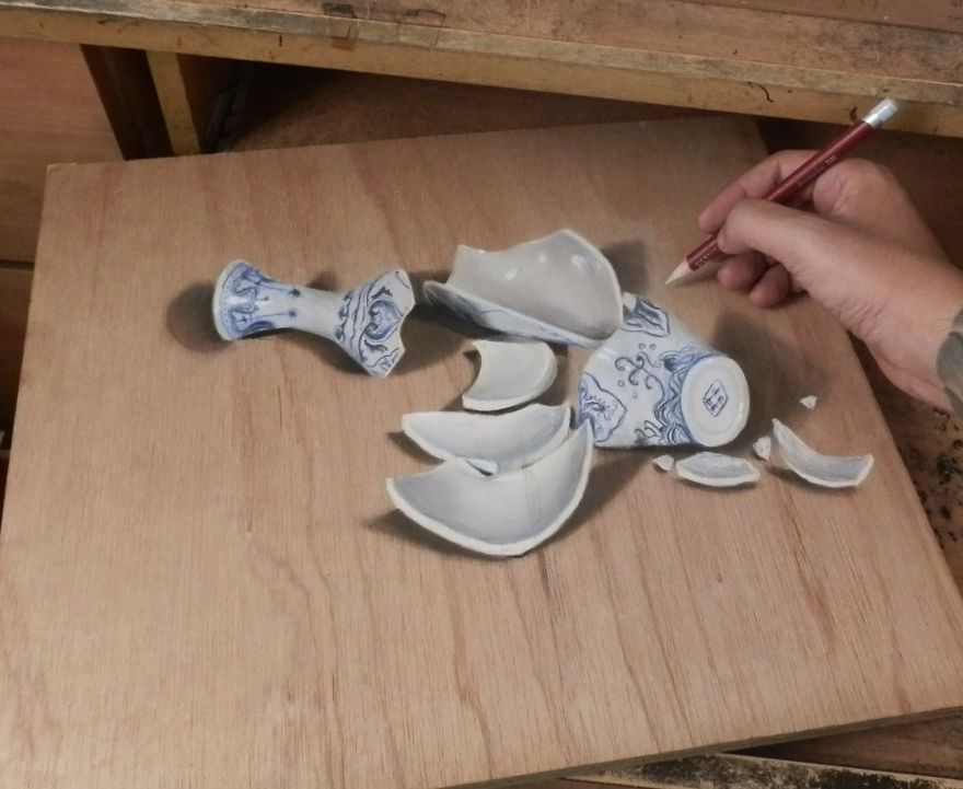 художник Иван Ху, Ivan Hoo, картины на дереве, гипперреализм на дереве