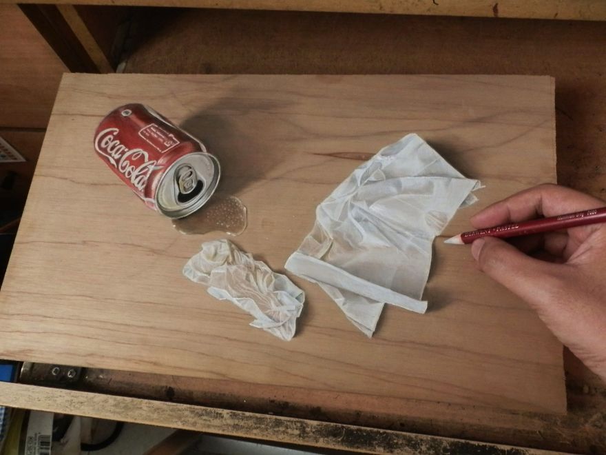 художник Иван Ху, Ivan Hoo, картины на дереве, гипперреализм на дереве