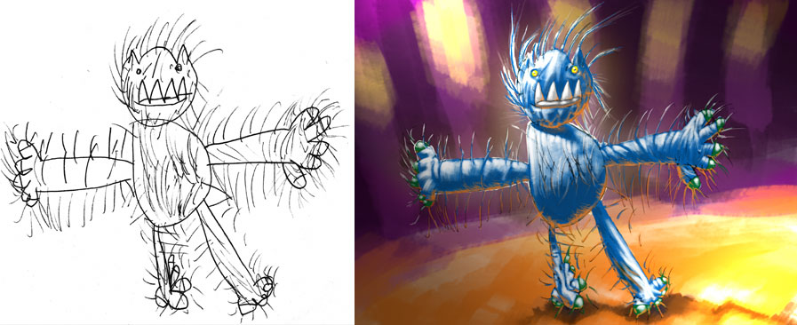 Хоррор по-детски: ожившие монстры из детских рисунков реалистичные детские рисунки, Дэйв Дэврис, ожившие монстры, Dave Devries, The Monster Engine