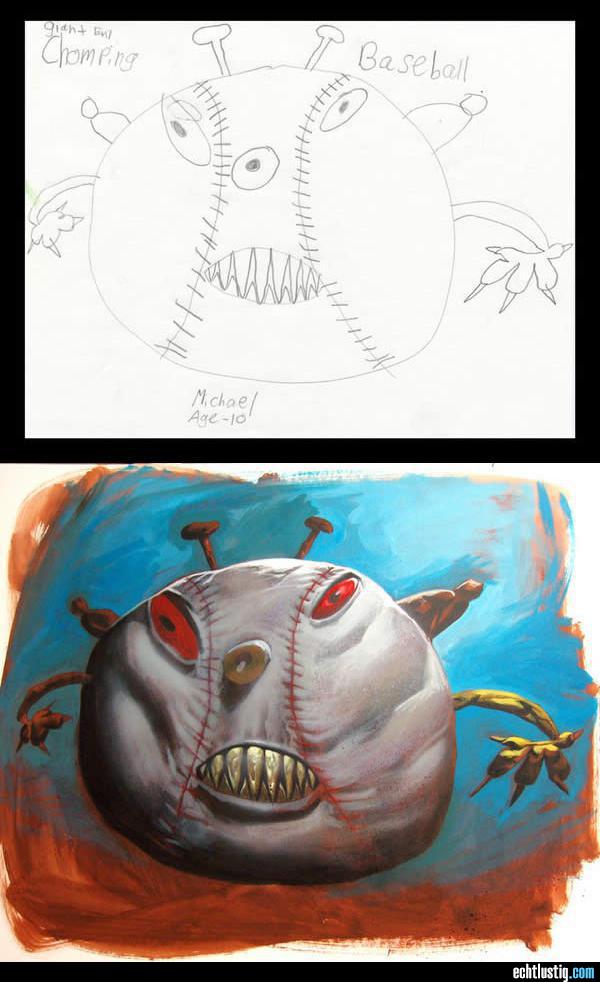 Хоррор по-детски: ожившие монстры из детских рисунков реалистичные детские рисунки, Дэйв Дэврис, ожившие монстры, Dave Devries, The Monster Engine