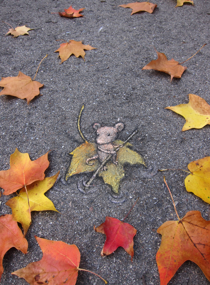 Дэвид Зинн, David Zinn, иллюстратор оживляет улицы рисунками