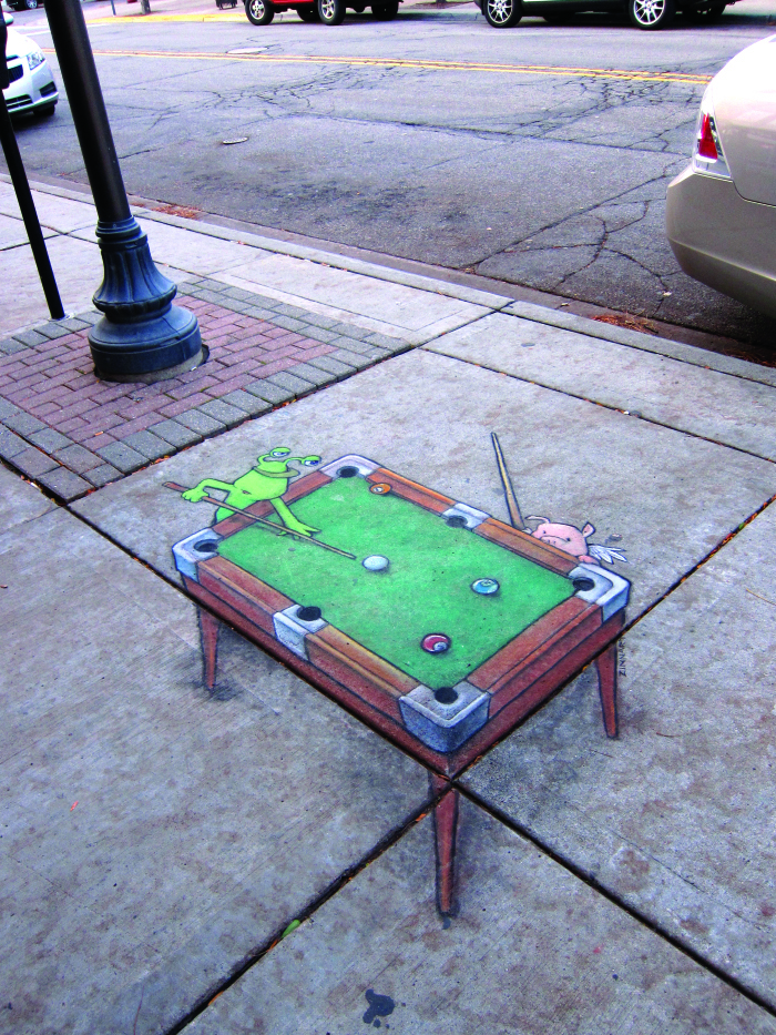 Дэвид Зинн, David Zinn, иллюстратор оживляет улицы рисунками