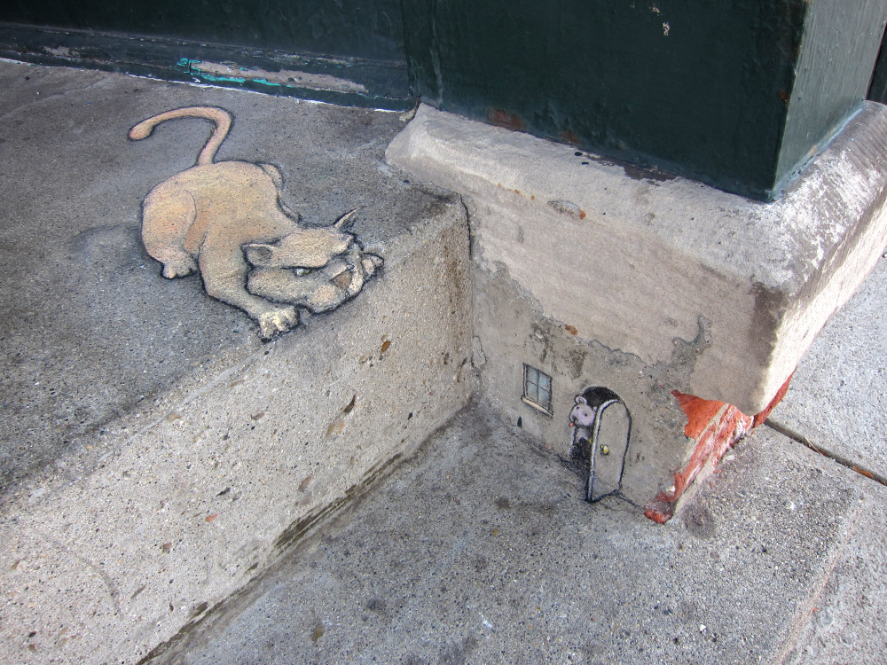 Дэвид Зинн, David Zinn, иллюстратор оживляет улицы рисунками