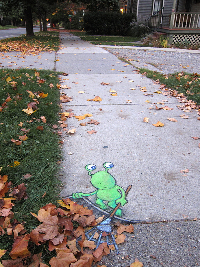 Дэвид Зинн, David Zinn, иллюстратор оживляет улицы рисунками