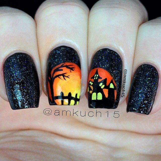 halloween nail art, маникюр на Хэллоуин