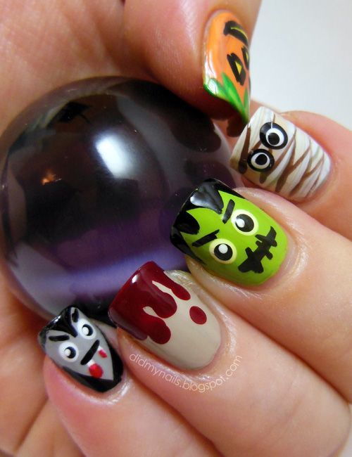 halloween nail art, маникюр на Хэллоуин