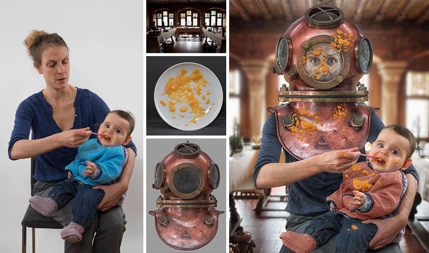 Творческий отец создаёт сумасшедшие фотоманипуляции со своими дочерьми фотоманипуляции, творческий креативный папа, отец и дети, John Wilhelm Джон Вильгельм