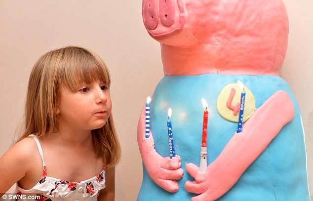 Огромный торт для дочки, торт в виде свинки Пеппы, гигантский торт в виде