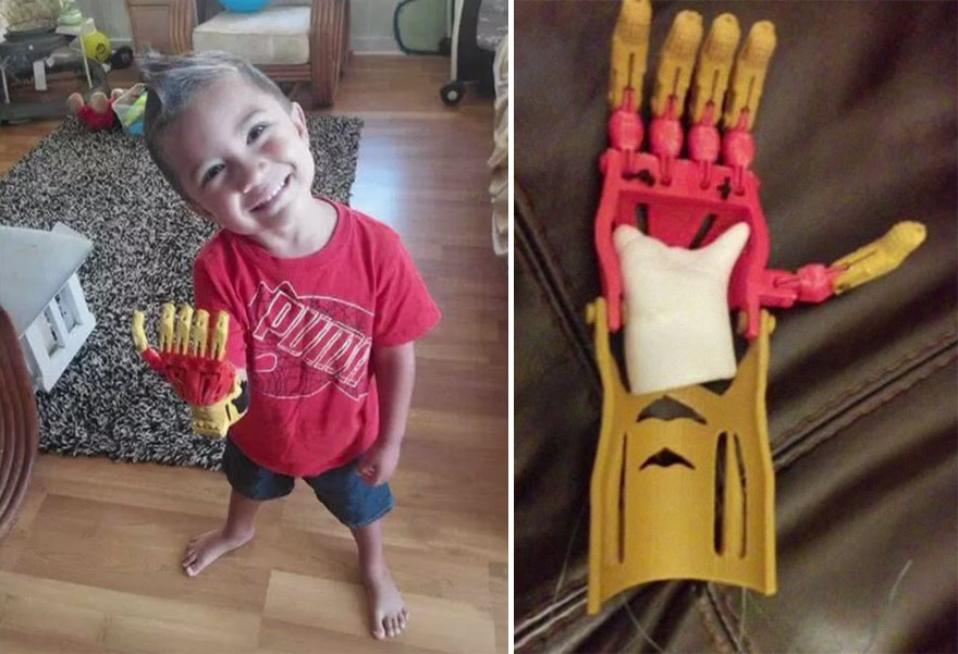 3D-printed hand Aaron Brown, детские 3D протезы в виде рук супергероев