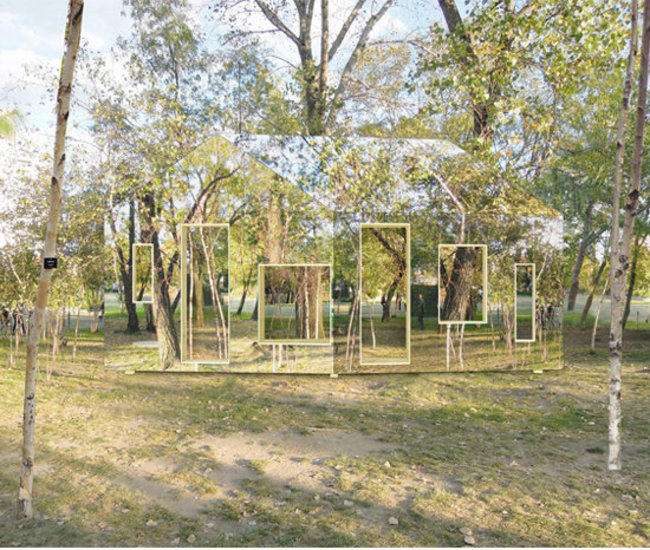 камуфляж домов, дама мастера маскировки, замаскированные дома, дома из зеркал, зеркальные дома