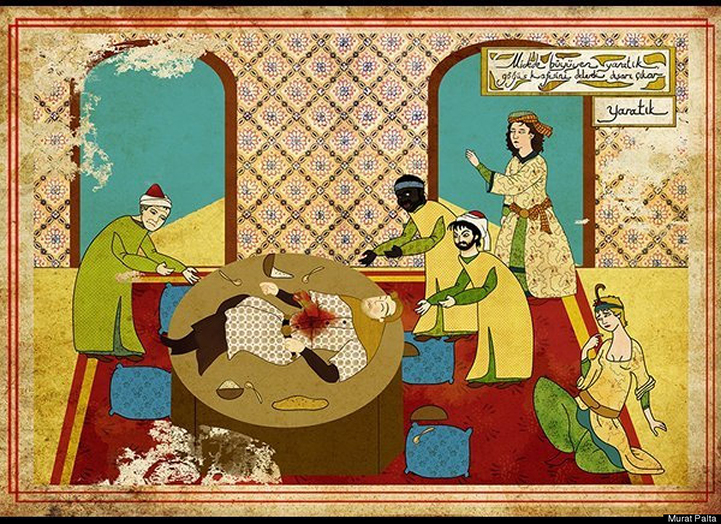 Сцены, голливудских фильмов, в турецких картинах , художник, Мурат Палта Murat Palta, османская империя
