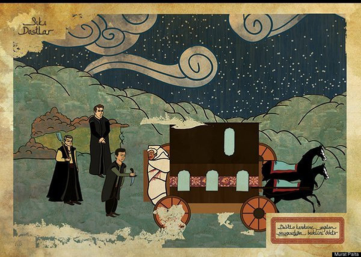 Сцены, голливудских фильмов, в турецких картинах , художник, Мурат Палта Murat Palta, османская империя