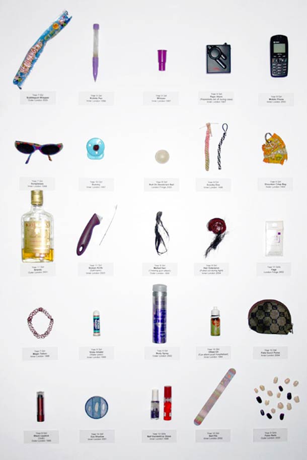 Выставка, конфискованые предметы у учеников, за 30 лет, Confiscation Cabinets