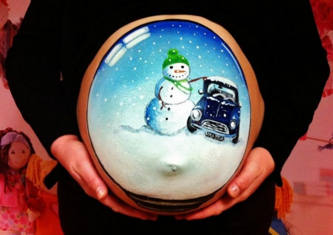 рисунки на животах, Кэрри Престон Carrie Preston, беременность живот