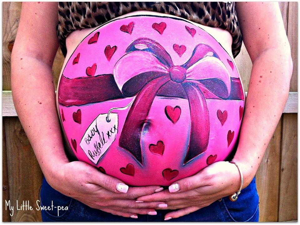 рисунки на животах, Кэрри Престон Carrie Preston, беременность живот