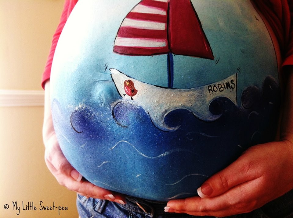 рисунки на животах, Кэрри Престон Carrie Preston, беременность живот