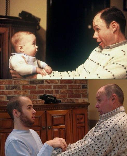 взрослые воссоздают детские снимки, взрослые повторяют свои старые снимки