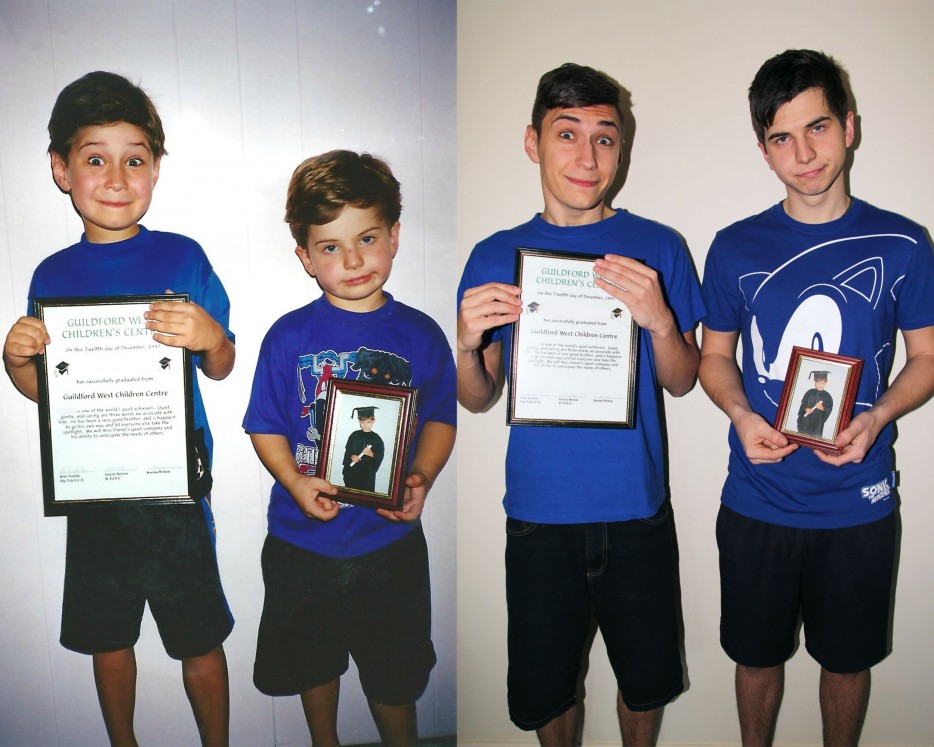 взрослые воссоздают детские снимки, взрослые повторяют свои старые снимки