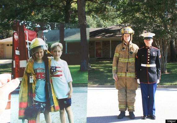 взрослые воссоздают детские снимки, взрослые повторяют свои старые снимки