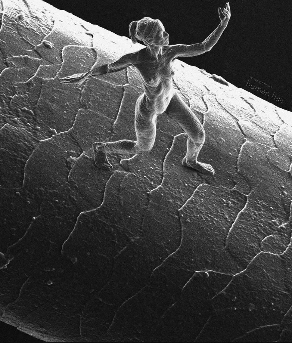 наноскульптуры, скульптуры меньше человеческого волоса, Джонти Гурвиц, Jonty Hurwitz, многофотонная литография