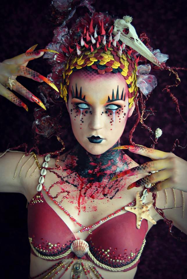 Жутковатый макияж от визажиста вдохновлённого мрачным миром фэнтези candy makeup artist, необычный макияж, жуткий грим