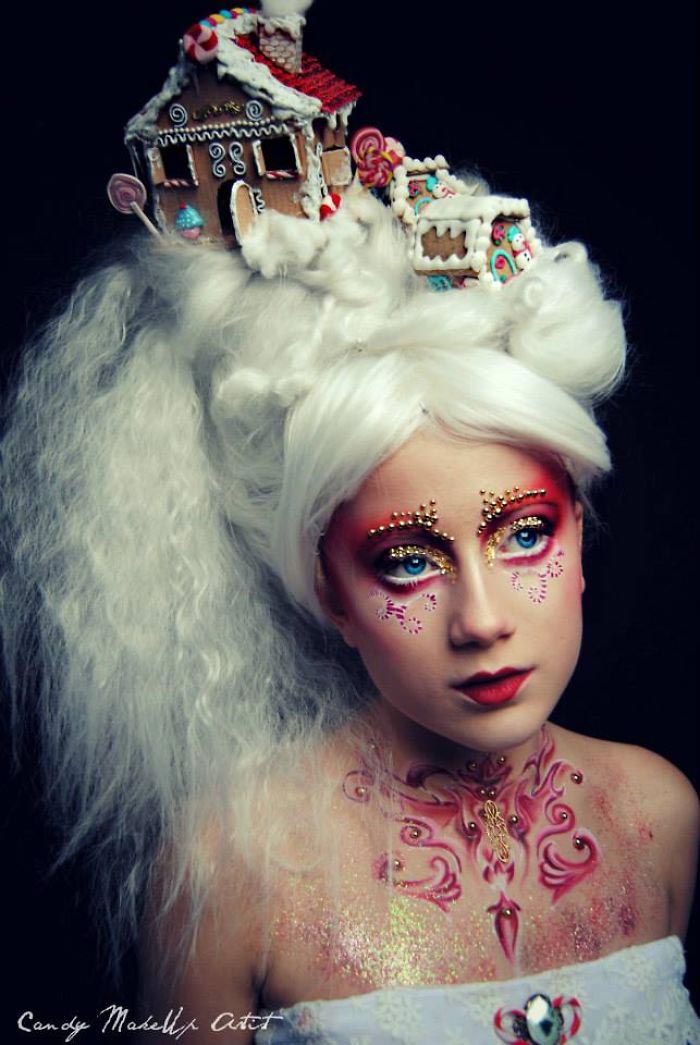 Жутковатый макияж от визажиста вдохновлённого мрачным миром фэнтези candy makeup artist, необычный макияж, жуткий грим