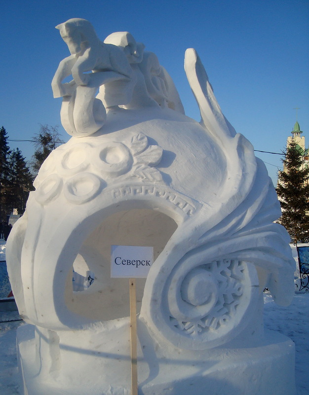 Ежегодный Сибирский фестиваль снежной скульптуры 2014 XIV Сибирский фестиваль, снежной скульптуры, 2014, Новосибирск, снег
