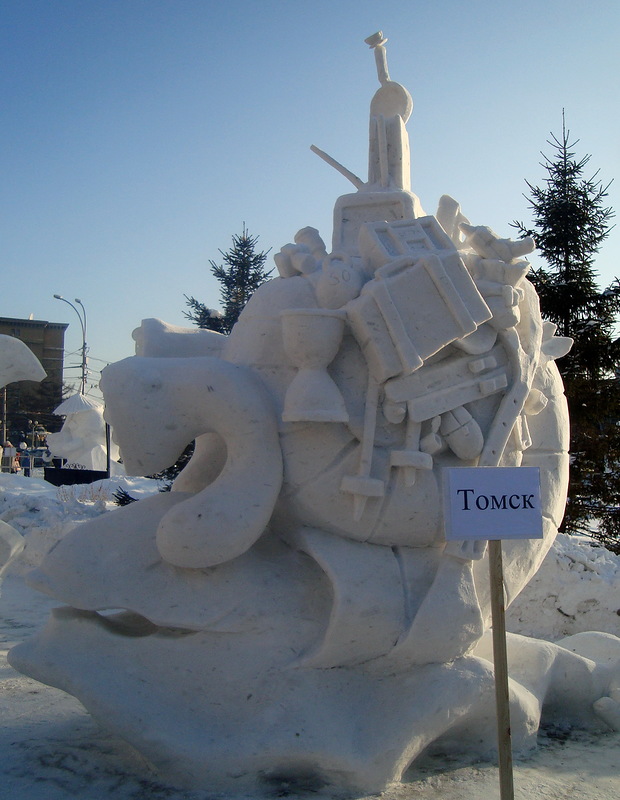 Ежегодный Сибирский фестиваль снежной скульптуры 2014 XIV Сибирский фестиваль, снежной скульптуры, 2014, Новосибирск, снег