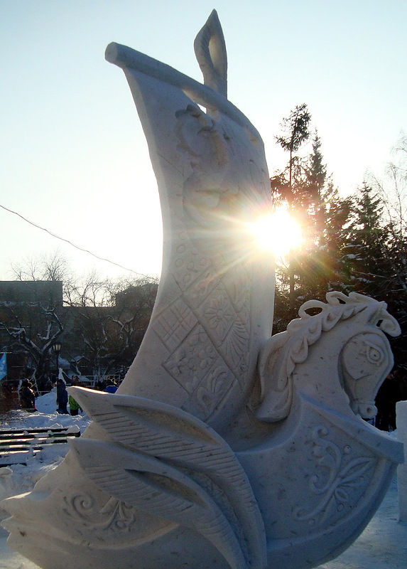 Ежегодный Сибирский фестиваль снежной скульптуры 2014 XIV Сибирский фестиваль, снежной скульптуры, 2014, Новосибирск, снег
