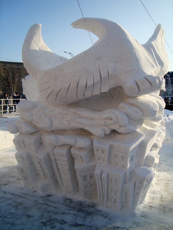 Ежегодный Сибирский фестиваль снежной скульптуры 2014 XIV Сибирский фестиваль, снежной скульптуры, 2014, Новосибирск, снег