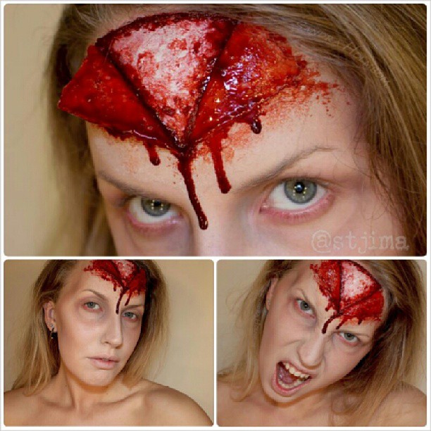 визажист, макияж, пугающий жуткий, маска из кожи, Сандра Холбом Sandra Holmbom