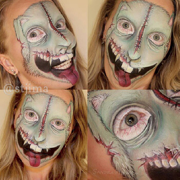 визажист, макияж, пугающий жуткий, маска из кожи, Сандра Холбом Sandra Holmbom