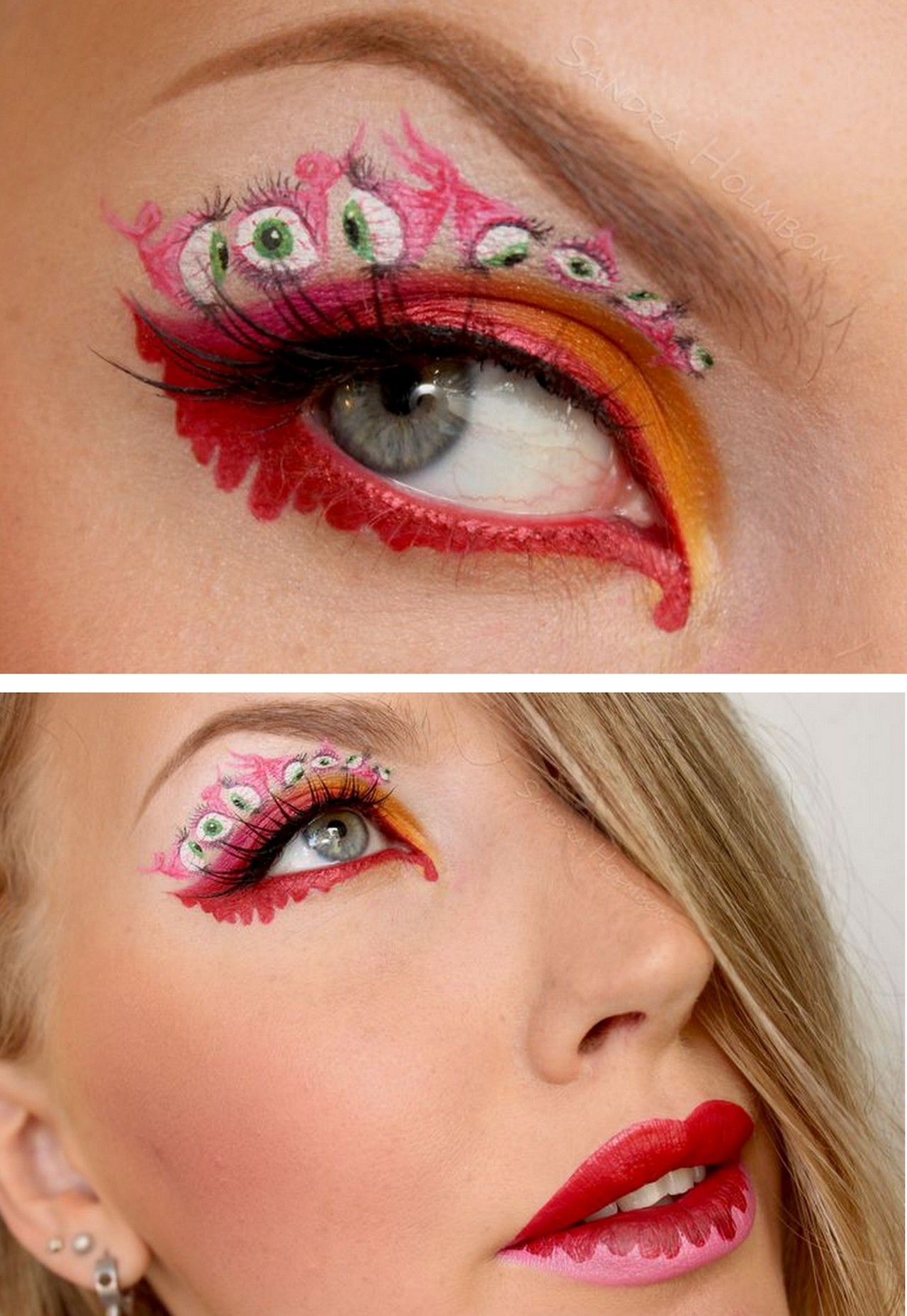 визажист, макияж, пугающий жуткий, маска из кожи, Сандра Холбом Sandra Holmbom