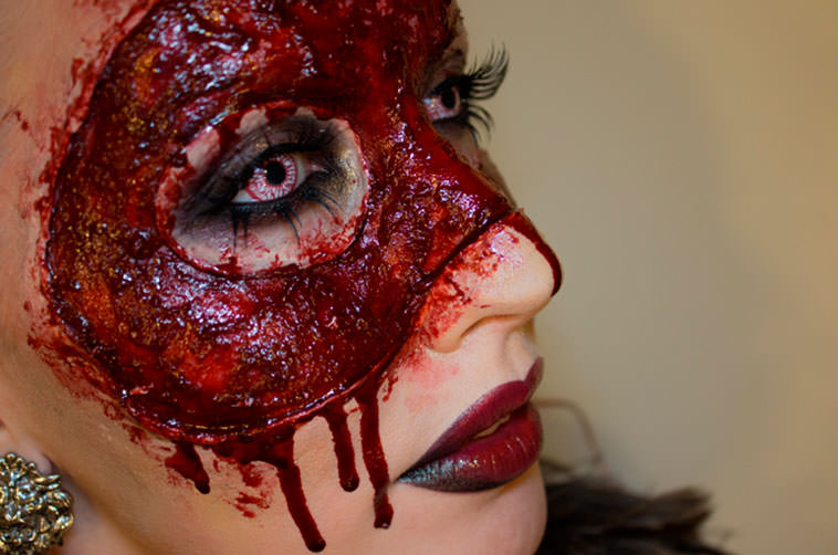 визажист, макияж, пугающий жуткий, маска из кожи, Сандра Холбом Sandra Holmbom