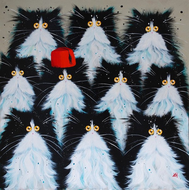 Глазастые коты от Ким Хаскинс Kim Haskins, пучеглазые коты