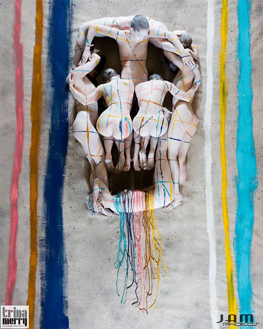 Сложные и соблазнительные боди-арт иллюзии с участием девушек боди-арт иллюзии, художница Трина Мерри, Trina Merry