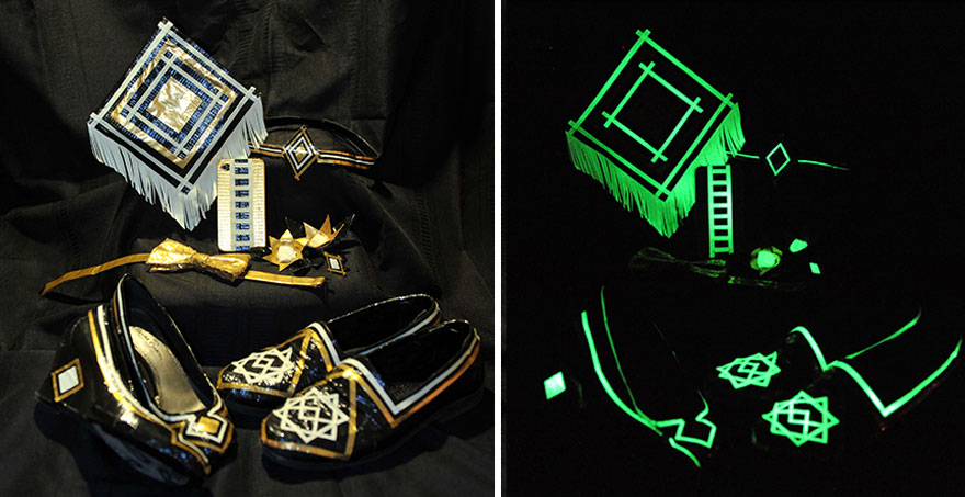 одежда из скотча, платье из скотча, костюм из скотча, для выпускного вечера из скотча