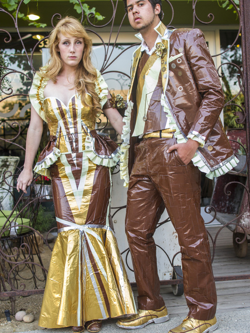 одежда из скотча, платье из скотча, костюм из скотча, для выпускного вечера из скотча