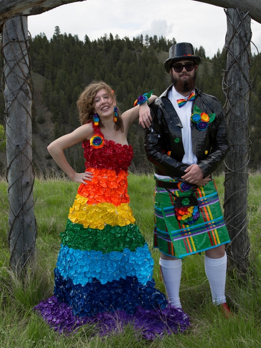 одежда из скотча, платье из скотча, костюм из скотча, для выпускного вечера из скотча