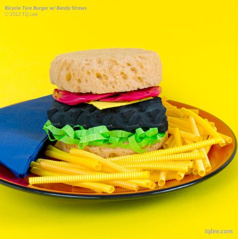 Несъедобные блюда, сделанные из вещей, блюда обманывают вкусовые рецепторы, вязанная еда