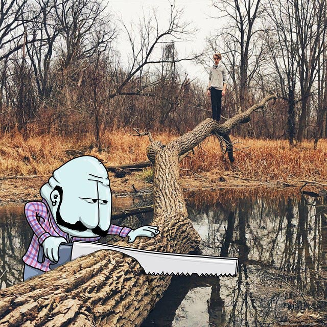 Иллюстратор дополняет фотографии из Instagram смешными рисунками, Лукас Левитан, Lucas Levitan, Photo Invasion