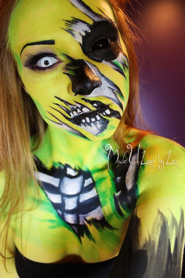 макияж Алексис Флеминг, Alexys Fleming, жуткий макияж, пугающий макияж
