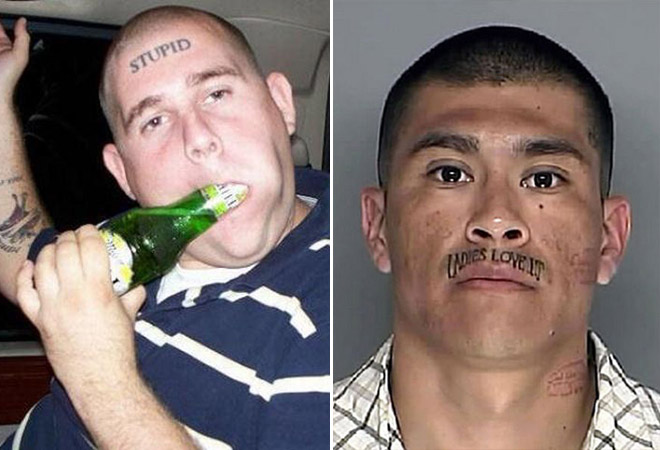 Глупейшие нелепые татуировки на лице, tattoo face