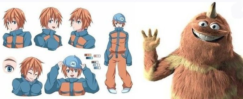 Корпорация монстров в стиле аниме, персонажи корпорации монстров в аниме