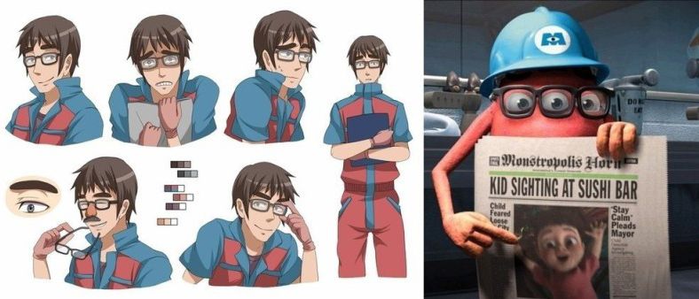 Корпорация монстров в стиле аниме, персонажи корпорации монстров в аниме